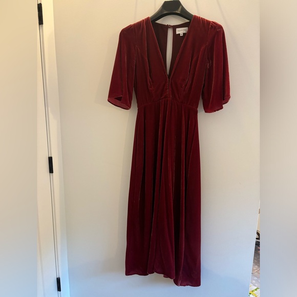 Park & fifth Kendal dress in raspberry velvet - Picture 2 of 6
